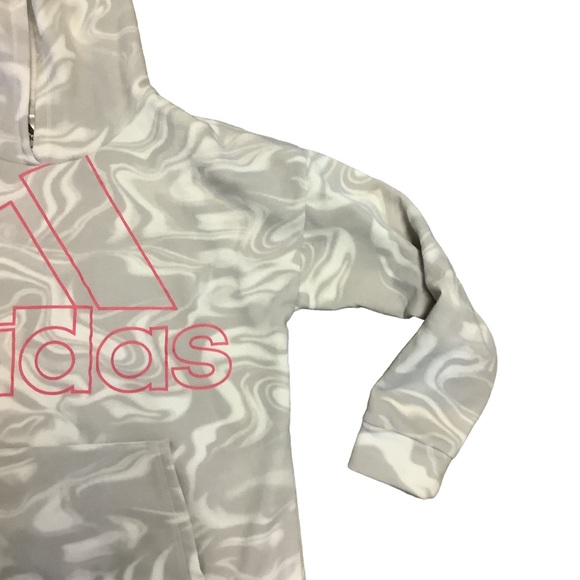 ADIDAS Girls Gray White & Pink Marbled Comfy Hoodie-Size 16 - Picture 6 of 9